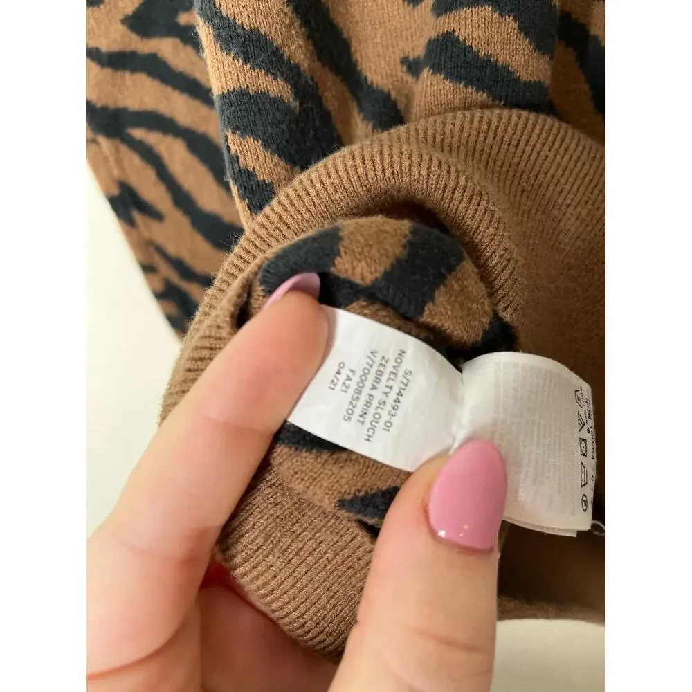 GAP Kid’s Brown Novelty Slouch Zebra Print Sweatshirt Size Small